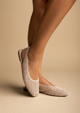ONLY - ONLY Slingback Ballet Flats Woven Design - 15368912 - Beige Raffia