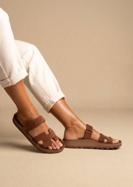 FANTASY SANDALS - FANTASY SANDALS Σανδάλια με Velcro - S347 BIANCA - Καφέ Σουέτ