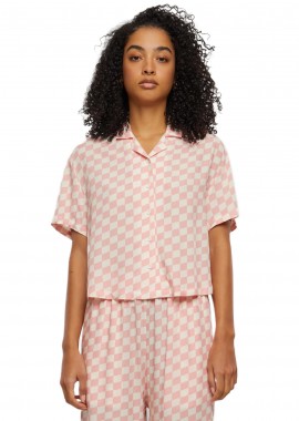 Urban Classics - Ladies Viscose Resort Shirt Urban Classics TB4365-12888 Lemonadepinkcheck