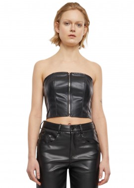 Urban Classics - Ladies Synthetic Leather Bandeau Top Urban Classics TB6952-00007 Black