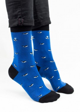 John Frank - Ανδρικές fashion κάλτσες WHALE Βαμβακερές John Frank 12155 Μπλέ