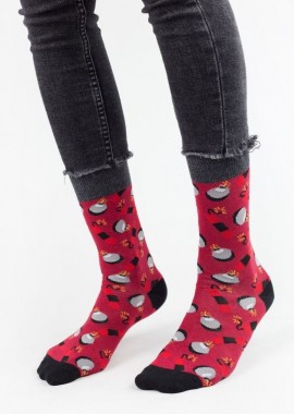 John Frank - Ανδρικές fashion κάλτσες BOMB Βαμβακερές John Frank 12199 Μπορντό