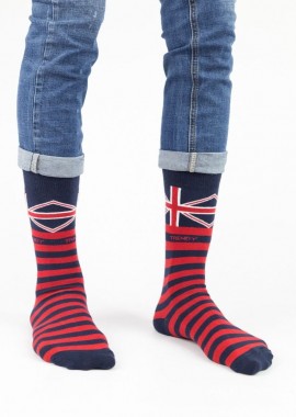 Trendy - Ανδρικές casual κάλτσες MINI ENGLAND Βαμβακερές Trendy 16292 Κόκκινο
