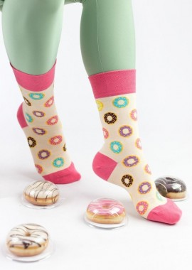 Livoni - Γυναικείες fashion κάλτσες DONUTS Βαμβακερές Livoni 21599 Ρόζ