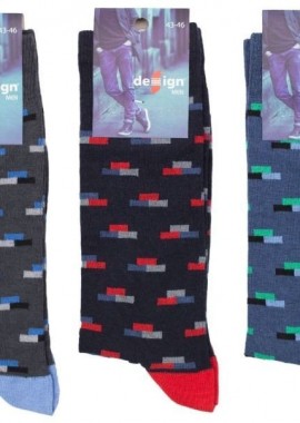 Design - Ανδρικές Casual κάλτσες BALANCE I 3 ζευγάρια Βαμβακερές Design 29030 Σκούρο Μπλέ