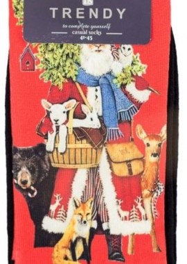 Trendy - Unisex χριστουγεννιάτικες κάλτσες SANTA'S FAMILY Βαμβακερές Trendy 30612 Μαύρο