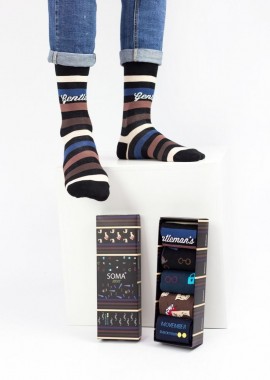 Soma - Ανδρικές fashion κάλτσες GENTLEMAN 5 Ζευγάρια Βαμβακερές Soma 33349 Σκούρο Μπλέ