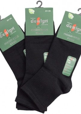 Design - Ανδρικές ημίκοντες κάλτσες TOTAL BLACK Bamboo 3 ζευγάρια Design 36967 Μαύρο