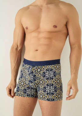 Harry Jons - Ανδρικό μποξεράκι RETRO Βαμβακερό Harry Jons 41609 Σκούρο Μπλέ