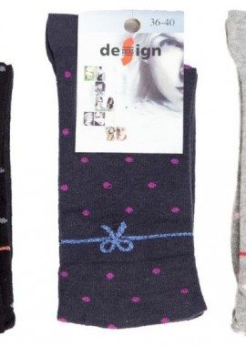 Design - Γυναικείες casual κάλτσες BOW Βαμβακερές 3 ζευγάρια Design 50270 Πολύχρωμο