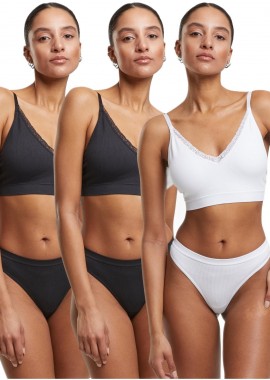 Urban Classics - Ladies Rip Tanga 3-Pack Urban Classics TB7671B-04209 black+black+white