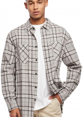 Urban Classics - Long Oversized Grey Check Shirt Urban Classics TB5516-01239 grey/black