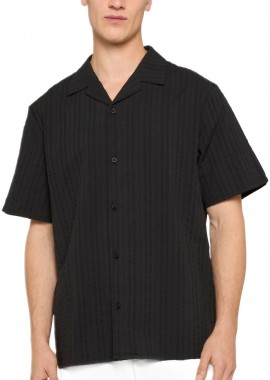 Urban Classics - Seersucker Resort Shirt Urban Classics TB7569-00007 black
