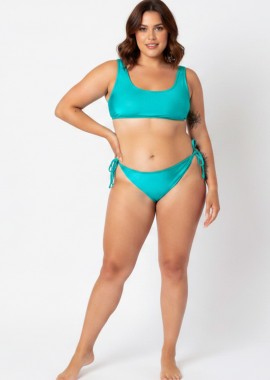 - Bikini-slip με κορδόνι στο πλάι σε τυρκουάζ χρώμα