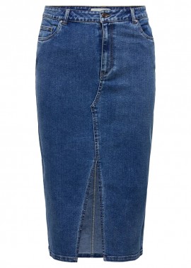 - Jean φούστα με άνοιγμα σε denim blue χρώμα