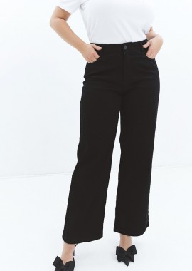 - Jean wide leg σε denim black χρώμα