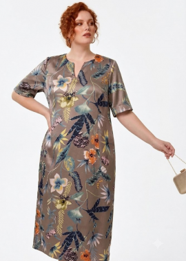 - Καφτάνι κρεπ σατεν floral plus size