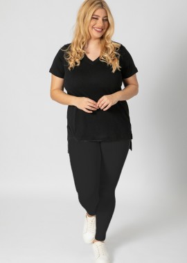 - Κολάν heavy ελαστικό σε μαύρο χρώμα plus size