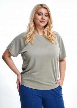- Μπλούζα plus size cupro με ρεγκλάν μανίκια σε γκρι χρώμα