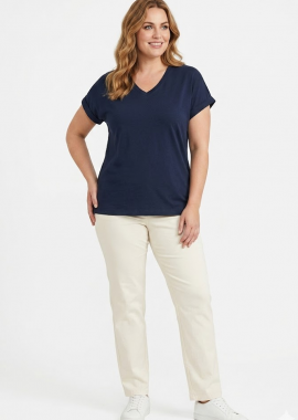 - Μπλούζα V με ζαπονέ μανίκια με ρεβέρ Plus Size