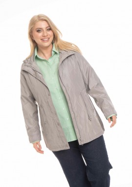 - Λεπτό μπουφάν με μαρινιέρα σε γκρι χρώμα plus size