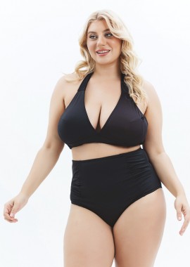 - Ψηλόμεσο bikini-slip με σούρες σε μαύρο χρώμα