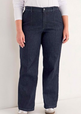 - Τζιν παντελόνι με νερβίρ σε dark blue denim χρώμα