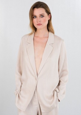 Philosophy - Philosophy Lyocell Linen Blazer JK8147 Μπέζ