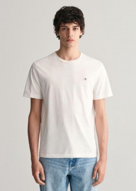 Gant - Gant Ανδρικό Reg Shield Κοντομάνικο T-Shirt 2003184 Λευκό
