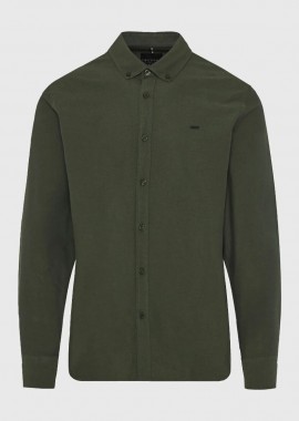 Funky Buddha - Funky Buddha Ανδρικό Oxford Cotton Πουκάμισο FBM012-001-05 Χακί