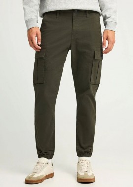 Funky Buddha - Funky Buddha Ανδρικό regular fit cargo παντελόνι με cuffed τελείωμα FBM012-030-02 Χακί