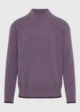 Funky Buddha - Funky Buddha Ανδρική Πλεκτή Μπλούζα με ψηλή λαιμόκοψη FBM012-030-09 Μώβ