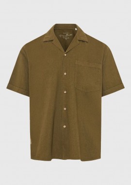 Funky Buddha - Funky Buddha Ανδρικό πουκάμισο με κοντό μανίκι FBM013-006-05 Λαδί