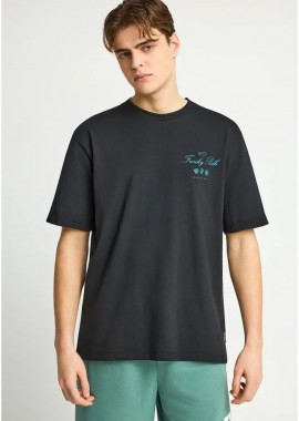Funky Buddha - Ανδρικό βαμβακερό relaxed t-shirt με τύπωμα FBM013-020-04 Μαύρο