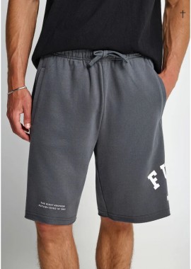 Funky Buddha - Ανδρική βερμούδα αθλητική με τυπωμένο logo FBM013-051-03 Σκούρο Γκρί
