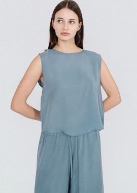 Philosophy - Philosophy Cupro Cropped Top BL12048 Μπλέ