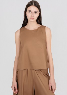 Philosophy - Philosophy Poplin Cropped Top BL11923 Κάμελ