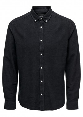 Only and Sons - Only and Sons Arlo Ανδρικό Linen Blend Πουκάμισο 22021623 Σκούρο Μπλέ