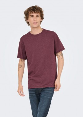 Only and Sons - Only and Sons Max Life Ανδρικό T-Shirt 22025208 Μπορντώ