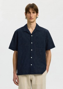 Selected - Selected SLHRLXJAX BRODERIE SS SHIRT - Short-Sleeved 16092789 Μπλέ