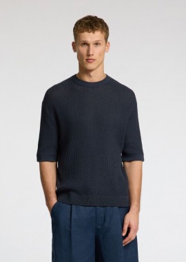 Selected - Selected Colton Ανδρικό Knit Κοντομάνικο T-Shirt 16099002 Μαύρο