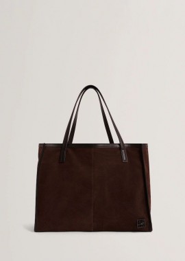 Ted Baker - Ted Baker ANNIEYY Script Detail Large Suede Tote 281734 Καφέ