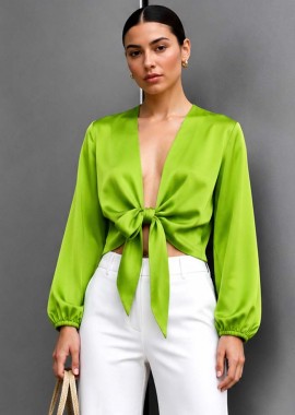 PerfectDress.gr - chic σατέν μπολερό Jojo πράσινο lime