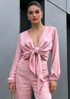 PerfectDress.gr - chic σατέν μπολερό Jojo ροζ