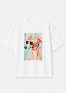 PerfectDress.gr - casual T-shirt Stylish Dog λευκό