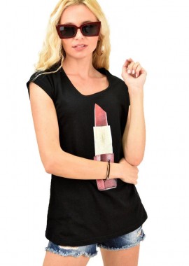 First Woman - T-shirt με τύπωμα Μαύρο 1278