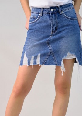 Potre OR - Φούστα denim με σκισίματα Μπλε Τζιν 932