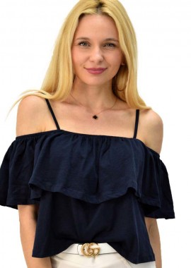 First Woman - Τοπάκι με βολάν Μπλε Σκούρο 5501