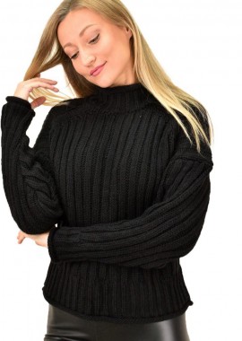 Caroon - Γυναικείο πλεκτό με διακριτικό σχέδιο Μαύρο 9340