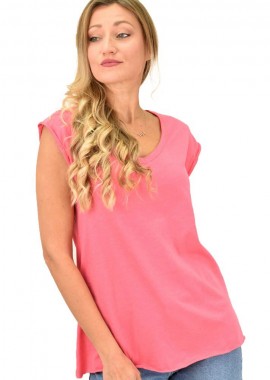 First Woman - Γυναικεία μπλούζα με V λαιμόκοψη Κοραλί 9800